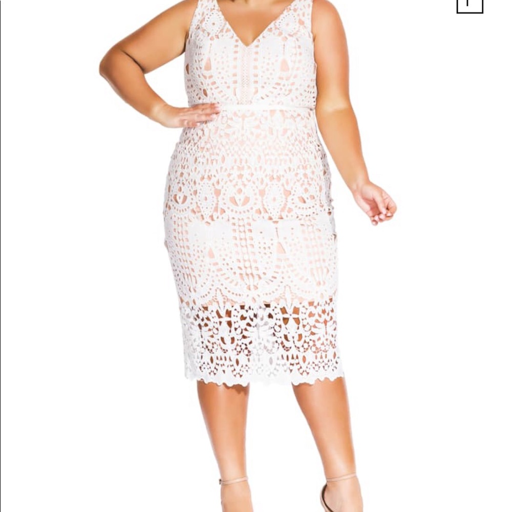 City Chic All Class Dress Ivory Size L (20)